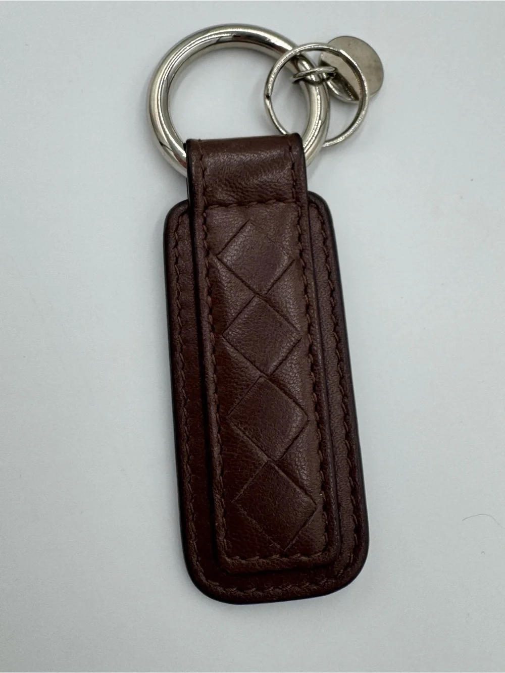 Bottega Veneta Brown Intrecciato Leather Key Ring - Unisex